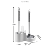 Toilet Cleaning Tool Set - 4 in 1 Bathroom Plunger and Brush Kit with Wall Mount Holder - 45-Degree Angle