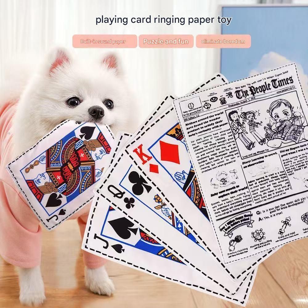 Dog Chew Toy Set - 10 Piece Playing Card Crinkle Sound Toys for Dogs(K)