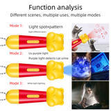 Yellow Bear Laser Cat Toy Set - 2 Piece USB Rechargeable Multi Pattern Laser Pointer with UV and White Light for Cats - 45-Degree Angle