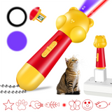 Blue Bear Laser Cat Toy Set - 2 Piece USB Rechargeable Multi Pattern Laser Pointer with UV and White Light for Cats - Top-Down View