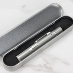 Grey and black Metal Laser Cat Toy Pen Set - 2 Piece USB Rechargeable 3-in-1 Laser Pointer with UV Light and LED Torch in Gift Tin Box