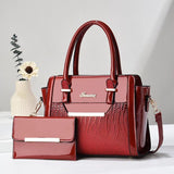 Red Women's Handbag Set - Large Capacity 2 Piece Shoulder Bag with Matching Wallet