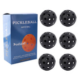 Black Pickleball Balls Set - 6 Piece 40 Hole Outdoor Indoor Pickleball Match Balls