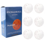 White Pickleball Balls Set - 6 Piece 40 Hole Outdoor Indoor Pickleball Match Balls
