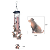 Dog Metal Wind Chime - Adjustable Garden Decorative Bell with Animal Silhouettes and Paw Print(W4301)