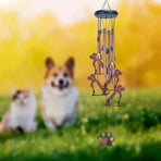 Dog Metal Wind Chime - Adjustable Garden Decorative Bell with Animal Silhouettes and Paw Print(W4301)