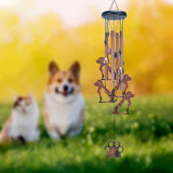Cat Metal Wind Chime - Adjustable Garden Decorative Bell with Animal Silhouettes and Paw Print(W4302) - Front View