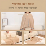 Apricot color USB Heated Blanket Poncho - Rechargeable Electric Warming Shawl with Fast Heating and Multi Use Design - Top-Down View