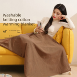 Red USB Heated Blanket Poncho - Rechargeable Electric Warming Shawl with Fast Heating and Multi Use Design - Front View