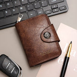 Light coffee color Men's Large Capacity Accordion Card Wallet - PU Leather Multi Card Holder with Magnetic Closure and Coin Pocket