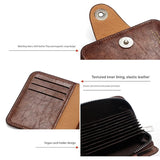 Black Men's Large Capacity Accordion Card Wallet - PU Leather Multi Card Holder with Magnetic Closure and Coin Pocket - Side View