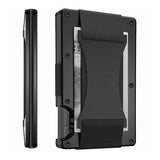 Black Slim RFID Blocking Aluminum Card Holder - Metal Wallet with Cash Strap Minimalist Card Case