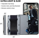 Grey Slim RFID Blocking Aluminum Card Holder - Metal Wallet with Cash Strap Minimalist Card Case