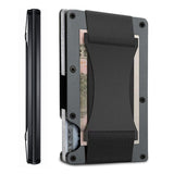 Dark grey Slim RFID Blocking Aluminum Card Holder - Metal Wallet with Cash Strap Minimalist Card Case