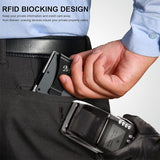 Dark grey Slim RFID Blocking Aluminum Card Holder - Metal Wallet with Cash Strap Minimalist Card Case - Rear View