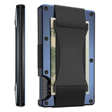 Royal blue Slim RFID Blocking Aluminum Card Holder - Metal Wallet with Cash Strap Minimalist Card Case