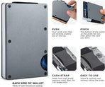 Navy blue Slim RFID Blocking Aluminum Card Holder - Metal Wallet with Cash Strap Minimalist Card Case