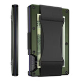 Army green Slim RFID Blocking Aluminum Card Holder - Metal Wallet with Cash Strap Minimalist Card Case