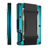 Fluorescent green Slim RFID Blocking Aluminum Card Holder - Metal Wallet with Cash Strap Minimalist Card Case