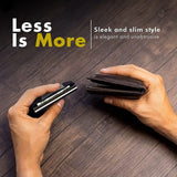 Blue Slim RFID Blocking Aluminum Card Holder - Metal Wallet with Cash Strap Minimalist Card Case - Front View