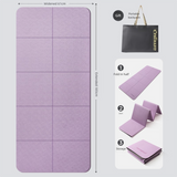 Purple Foldable Yoga Mat - Portable Thick Non-Slip Fitness Exercise Mat for Home Gym and Travel
