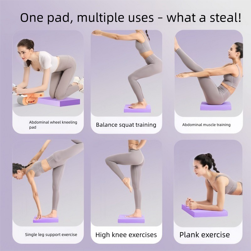 Purple 4cm Thick Balance Pad - Non-Slip High Density Foam Exercise Mat for Plank Push Up Knee Protection Fitness Training