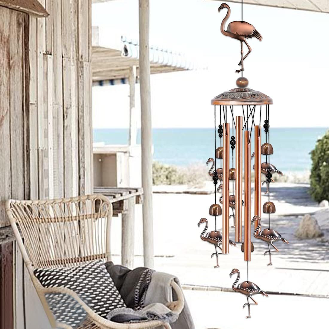 Ladybug Retro Metal Wind Chime - Large Hanging Bell Ornament for Balcony Garden Courtyard Decoration