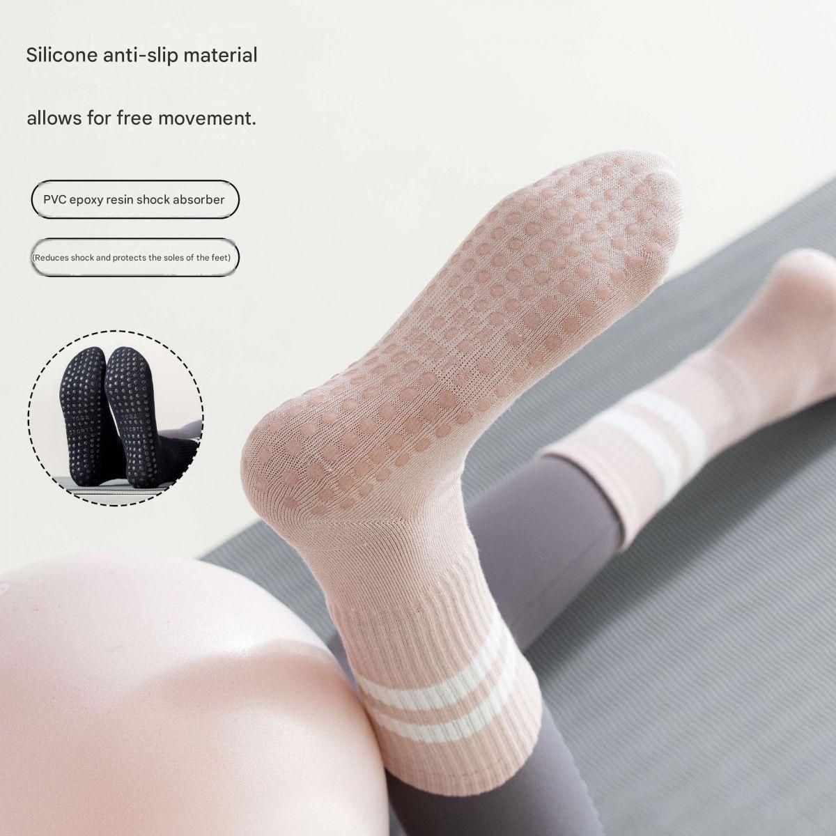 3-Pack Coffee color Anti-Slip Yoga Socks - Grippy Non-Slip Pilates Dance Fitness Socks for Women