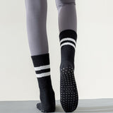 3-Pack Coffee color Anti-Slip Yoga Socks - Grippy Non-Slip Pilates Dance Fitness Socks for Women - Top-Down View