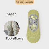 3-Pack Green Anti-Slip Yoga Socks - Grippy Pilates Dance Fitness Socks with Silicone Grip for Women