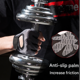 Grey Half Finger Fitness Gloves - Anti-Slip Breathable Gym Training Gloves for Weightlifting Cycling(Size:S) - Side View