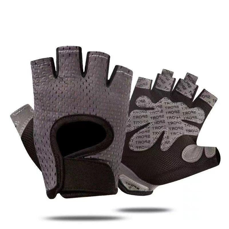 Grey Half Finger Fitness Gloves - Anti-Slip Breathable Gym Training Gloves for Weightlifting Cycling(Size:XL)