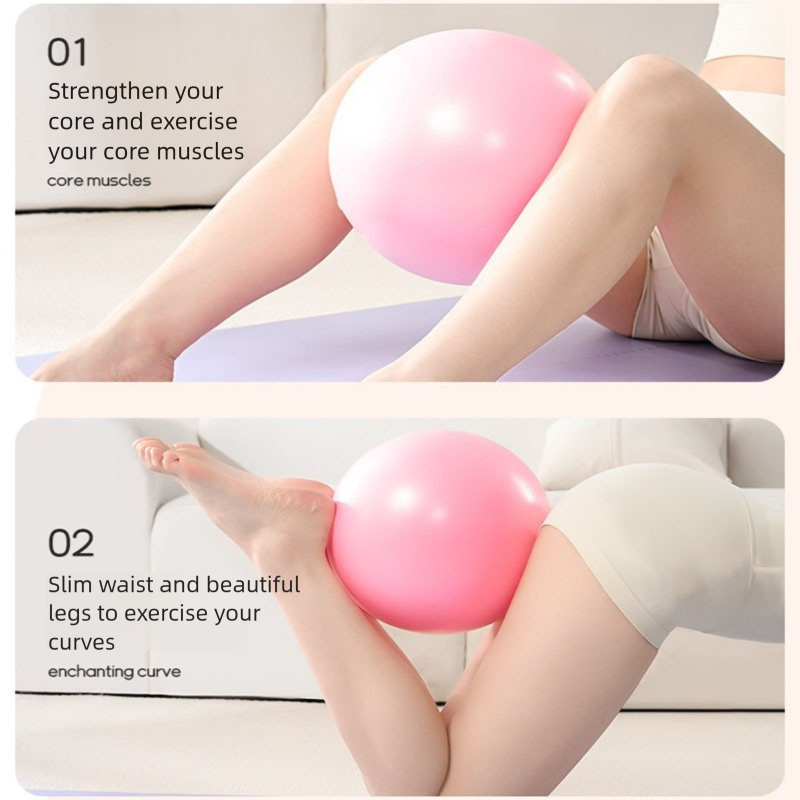 Purple Anti-Burst Yoga Exercise Ball with Manual Hand Pump - 25cm Thickened Stability Ball for Pilates Core Training Fitness