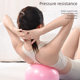 Blue Anti-Burst Yoga Exercise Ball with Manual Hand Pump - 25cm Thickened Stability Ball for Pilates Core Training Fitness - Front View
