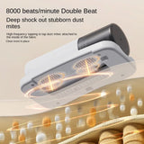 White Wireless USB Rechargeable Mite Vacuum Remover with UV Light - Handheld Anti-Mite Vacuum for Mattress Pillow Sofa - Side View