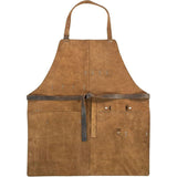 Retro PU Leather Apron - Multi-Pocket Cross-Neck Craftsman Workwear for Woodworking BBQ - 45-Degree Angle