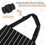 2-Pack Striped Adjustable Apron - Cross-Neck Bib Work Apron for Restaurant Catering Gardening(black thick stripes) - Top-Down View