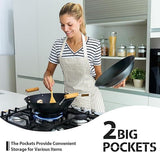 2-Pack Striped Adjustable Apron - Cross-Neck Bib Work Apron for Restaurant Catering Gardening(black thick stripes) - 45-Degree Angle