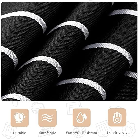 2-Pack Striped Adjustable Apron - Cross-Neck Bib Work Apron for Restaurant Catering Gardening(Pink fine stripes+black fine stripes)