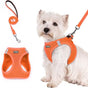 Orange Breathable Dog Harness and Leash Set - Adjustable Reflective Pet Vest with Swivel Clip(Size: XS)