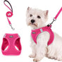 Rose red Breathable Dog Harness and Leash Set - Adjustable Reflective Pet Vest with Swivel Clip(Size: L)