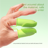 5-Pack Green Double Finger Pet Toothbrush - Soft TPR Dog Cat Dental Finger Brush Set - Front View