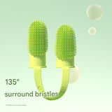 5-Pack greenish-yellow Double Finger Pet Toothbrush - Soft TPR Dog Cat Dental Finger Brush Set - 45-Degree Angle