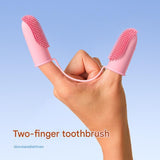 5-Pack greenish-yellow Double Finger Pet Toothbrush - Soft TPR Dog Cat Dental Finger Brush Set