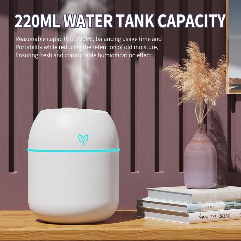 Pink Mini USB Humidifier Large Mist - Desktop Ultrasonic Air Humidifier with Colorful LED Light