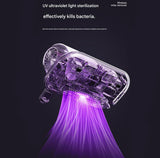 Greyish-purple Wireless Mite Vacuum Cleaner with UV Light - High Suction Handheld Bed Dust Mite Remover - Rear View