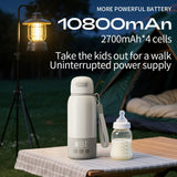 White Portable Constant Temperature Electric Water Cup 450ml 100W Rechargeable Baby Formula Maker with 316 Stainless Steel - Front View