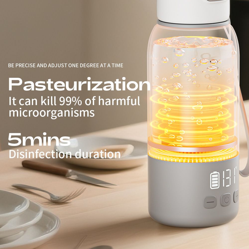 White Portable Constant Temperature Electric Water Cup 450ml 100W Rechargeable Baby Formula Maker with 316 Stainless Steel