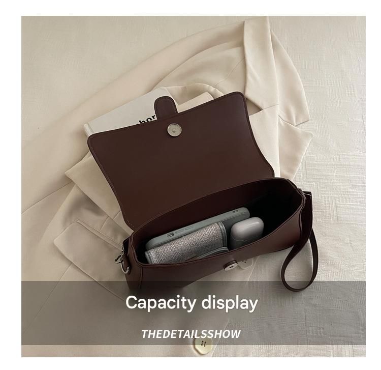 Coffee color Fashion Retro Crossbody Bag French Chic Small Shoulder Bag Women’s Baguette Underarm Bag