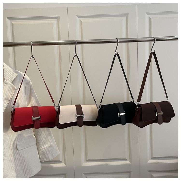 Coffee color Fashion Retro Crossbody Bag French Chic Small Shoulder Bag Women’s Baguette Underarm Bag